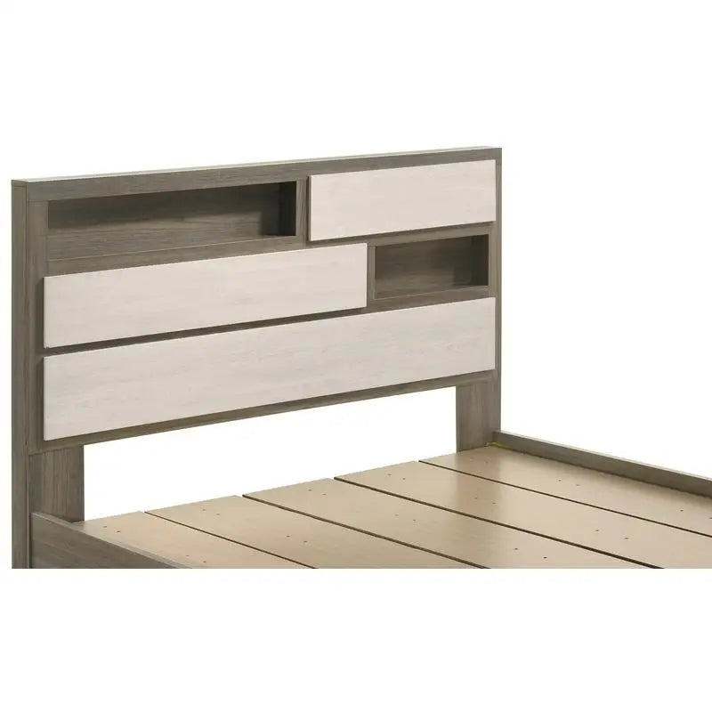 Modern 4-Piece Full Bedroom Set in Wood, Beige & Brown Finish - Ohberri