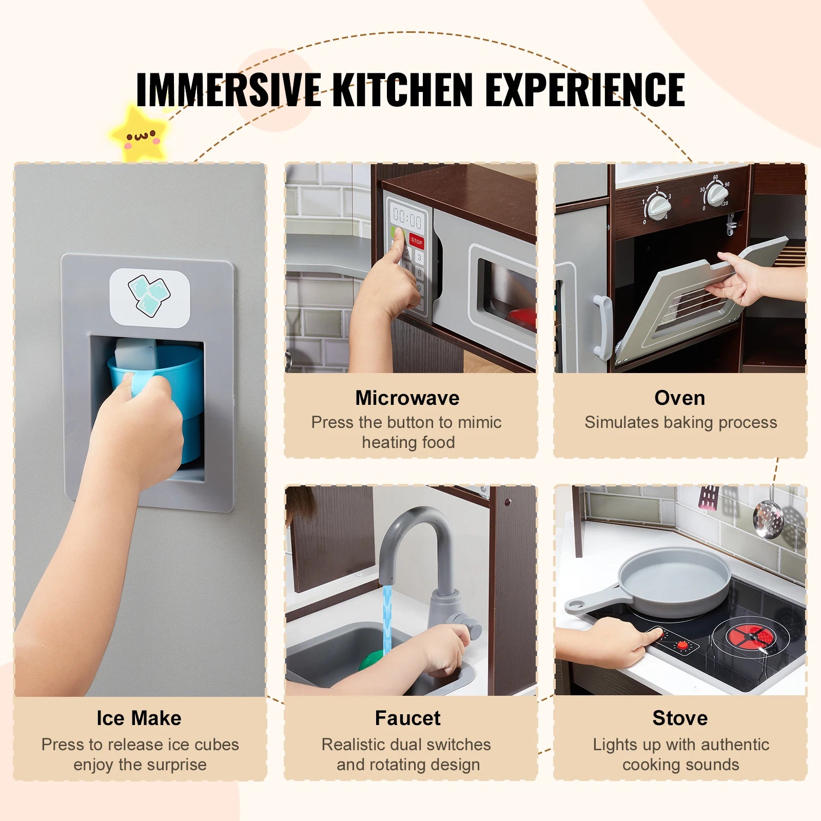 Play Kitchen Set Kitchenware Accessories with Ice Maker f - Ohberri
