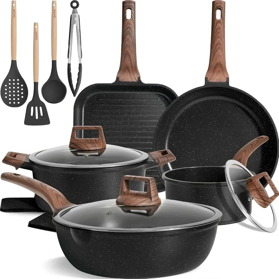 16Pcs Pots and Pans Set Nonstick Ceramic Cookware Sets Induction Ohberri