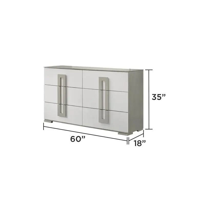 Contemporary 5-Pc King Bed Set with LED Headboard, Wood, White Finish - Ohberri