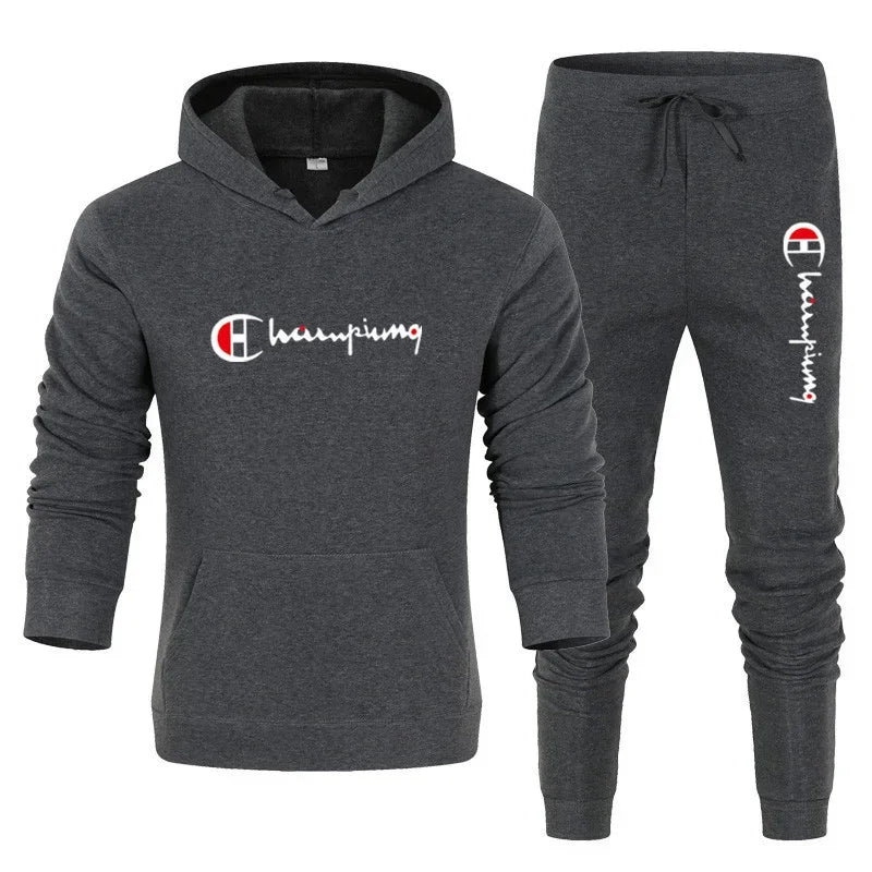 Men's Tracksuit Hooded Sweatshirt+Sweatpants 2 Pcs Sets Ohberri