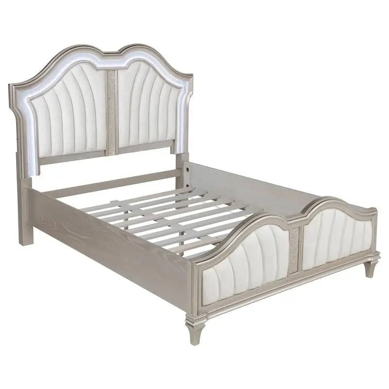 Queen Bed Set 4-Piece Bedroom Furniture in Silver Oak Finish - Ohberri