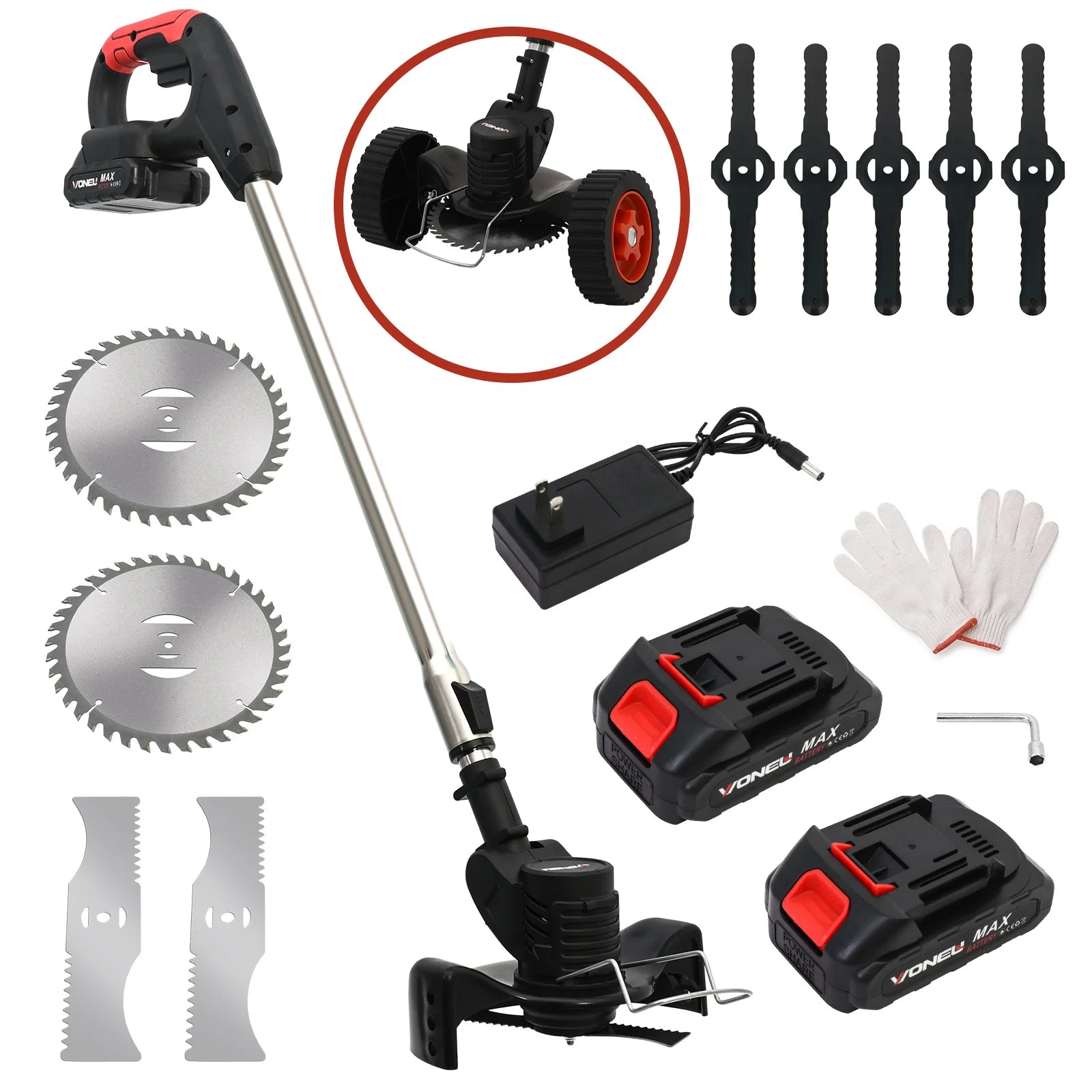 Electric Weed Wacker String Grass Trimmer Cordless with 2x2.0Ah Battery 21V Lightweight Lawn Grass for Garden and Yard Lawn - Ohberri