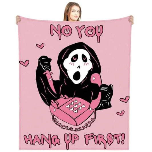 Pink horror ghost face blanket Ohberri