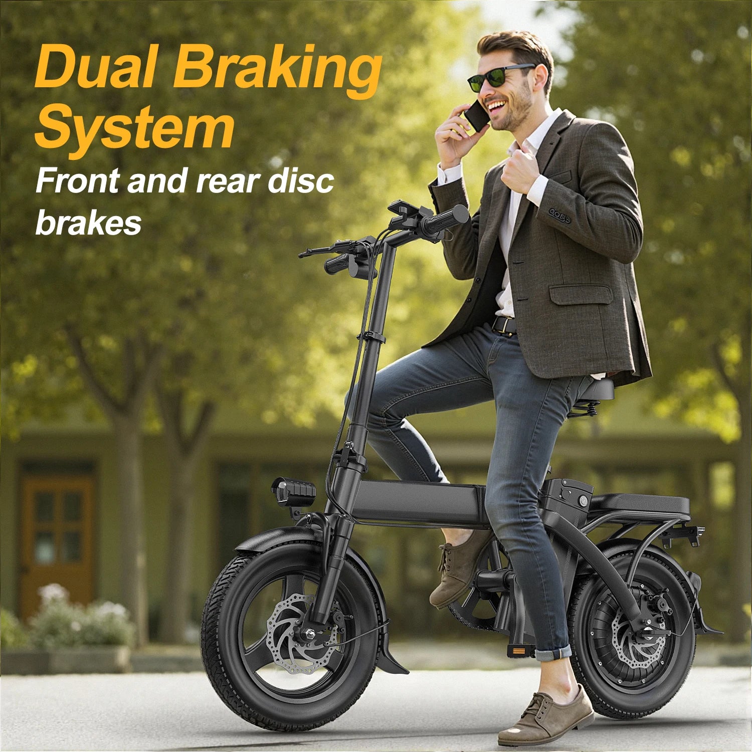 Electric Bike 750W Peak Motor 48V15AH LCD Display 14-inch Tire Electric Bicycle - Ohberri