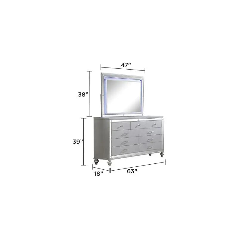 5 Pc Queen Bedroom Set with Fireplace Headboard & Footboard, Beige Wood Finish - Ohberri