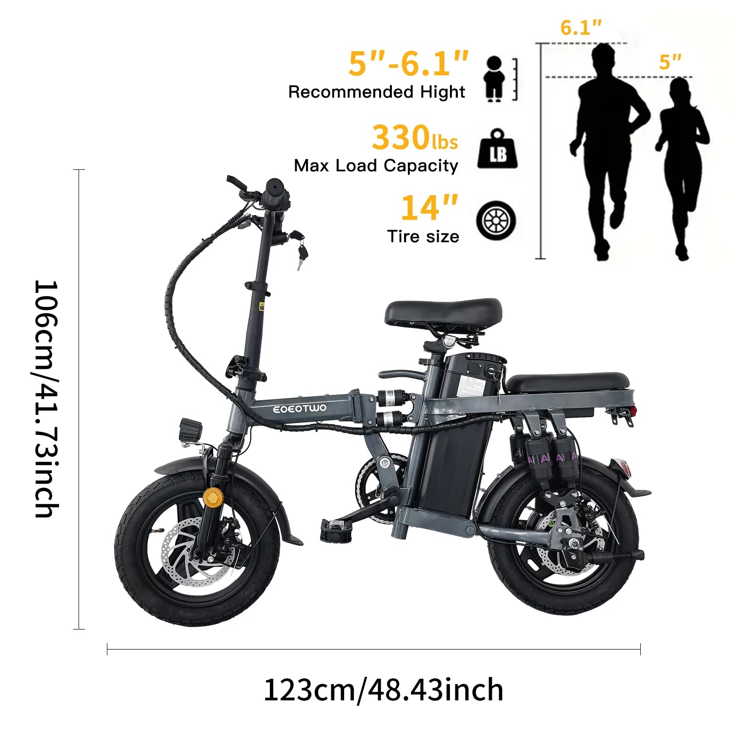 Electric Bikes 25MPH 600W Peak Motor,24-32Miles - Ohberri