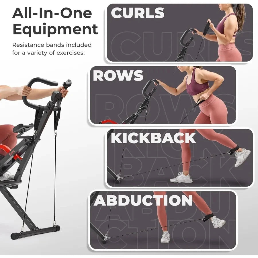Row-N-Ride PRO, Full Body Combo Squat Machine w/Optional Resistance Band Ohberri