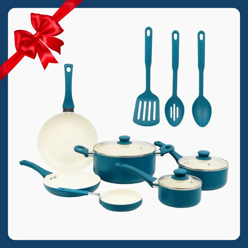 Ceramic aluminum 12-piece non-stick cookware set Ohberri