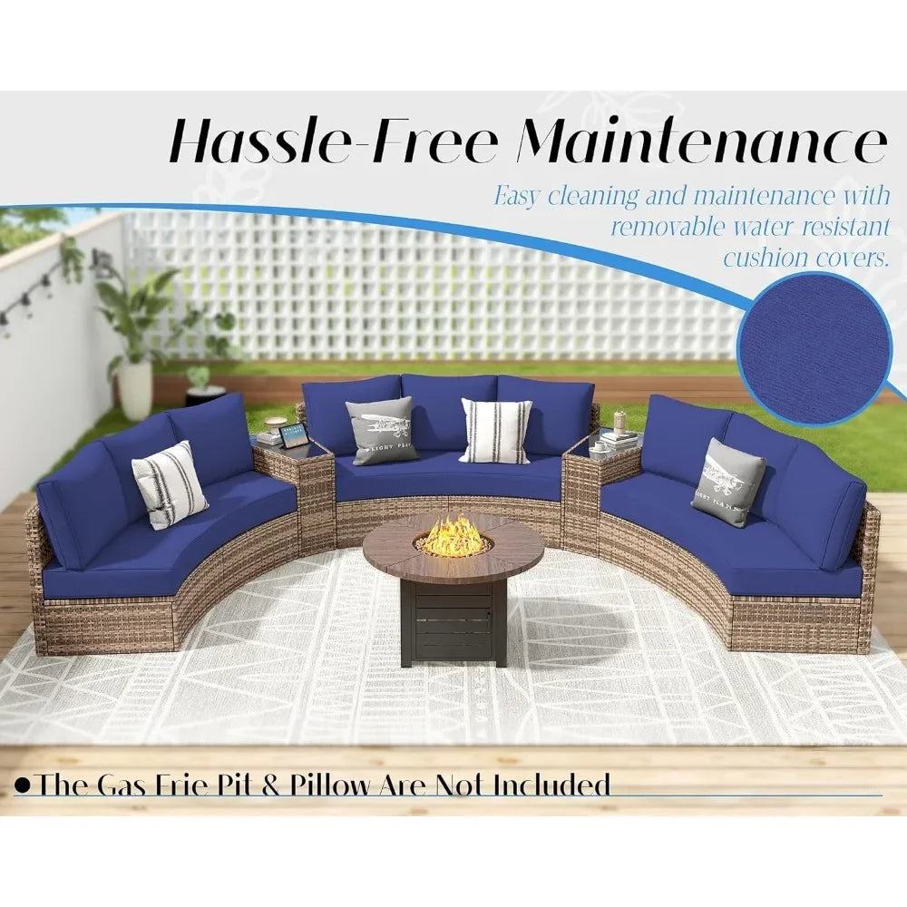 Furniture Sets, 3 Piece Half-Moon Sectional Round Sofa Set - Ohberri
