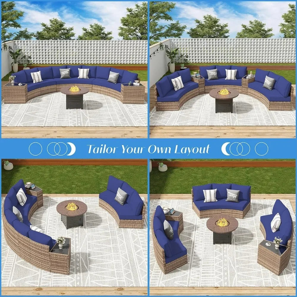 Furniture Sets, 3 Piece Half-Moon Sectional Round Sofa Set - Ohberri