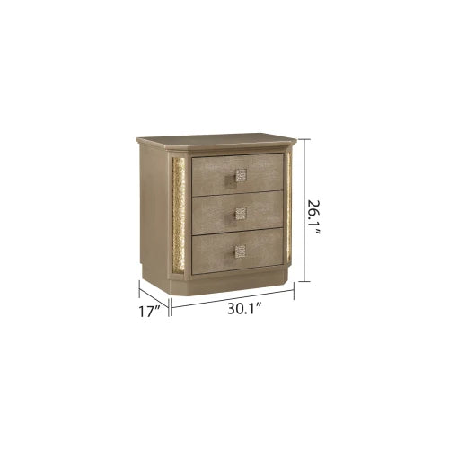 Queen 5PC Bedroom set Made with Wood in Gold - Ohberri