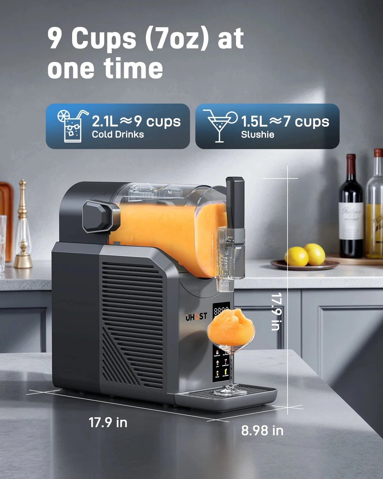 Slushie Machine with Self-Cleaning Function No Ice Needed 7 Preset Programs Ohberri