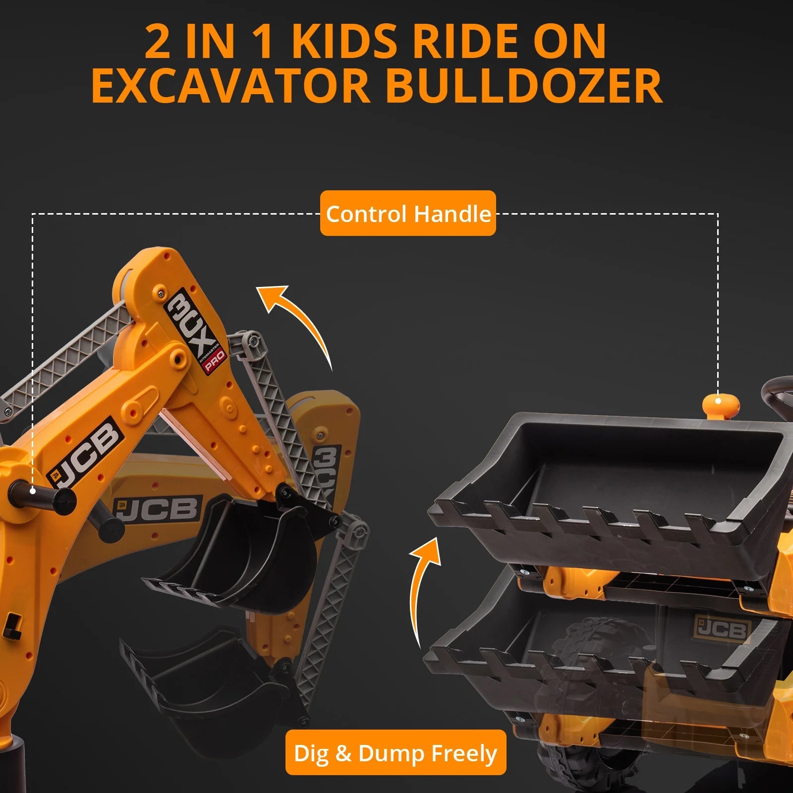 4 in 1 Ride on Excavator & Bulldozer With Remote Control Ohberri
