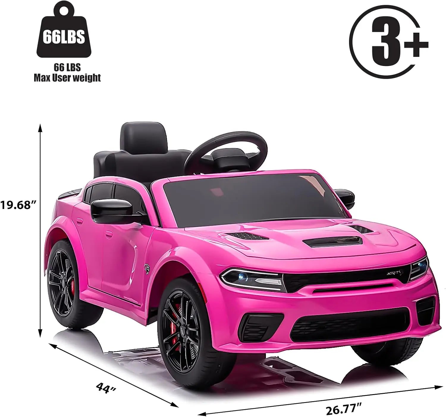 12V Licensed Dodge Charger SRT Hellcat Kids Electric Ride On Car Ohberri