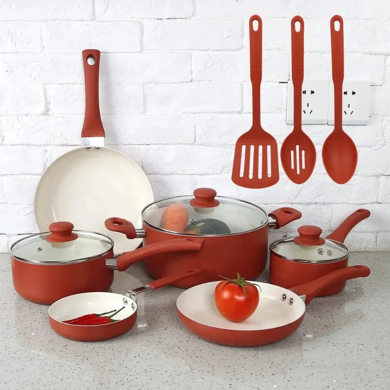 12 Piece Nonstick Aluminum Alloy Cookware Set, Blue Ohberri