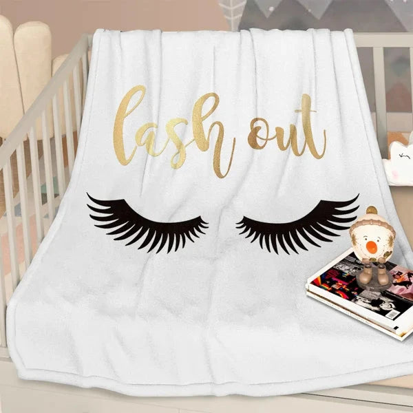 Long Eyelashes Printed Throw Blanket Plush Fluffy Ohberri