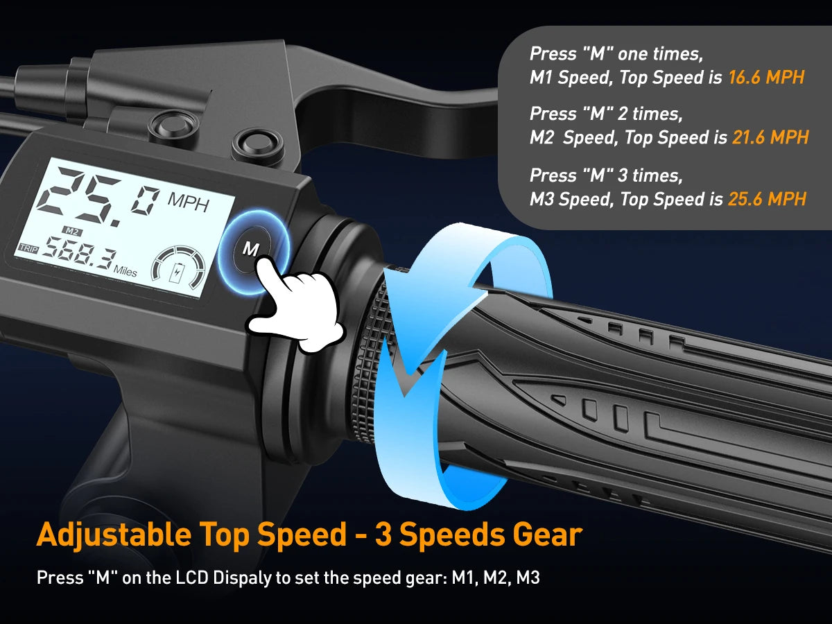 Electric Bike 750W Peak Motor 48V15AH LCD Display 14-inch Tire Electric Bicycle - Ohberri