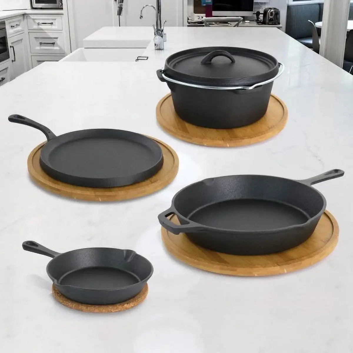 5-Piece Cast Iron Cookware Set, Non-Stick Pots & Pans for Oven, Stovetop & Grill Ohberri