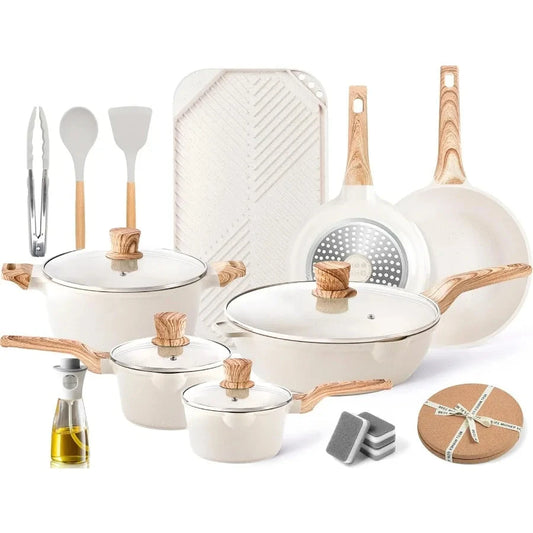 20Pcs Cookware Sets Nonstick Pots and Pans Set Granite Ohberri