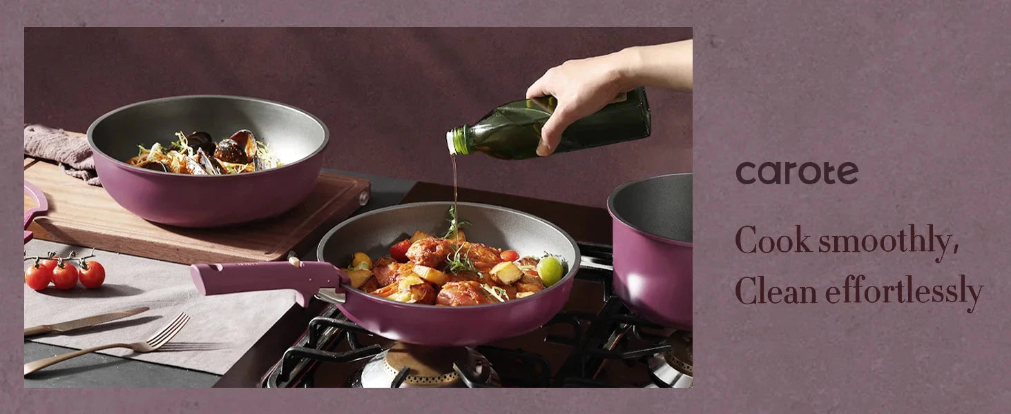 21pcs Pots and Pans Set, Nonstick Cookware Set Detachable Handle, Induction Ohberri