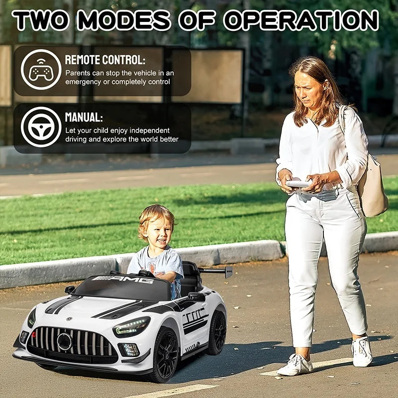 12V Licensed Mercedes-Benz GT3 Kids Ride on Car with Remote Control, Music - Ohberri