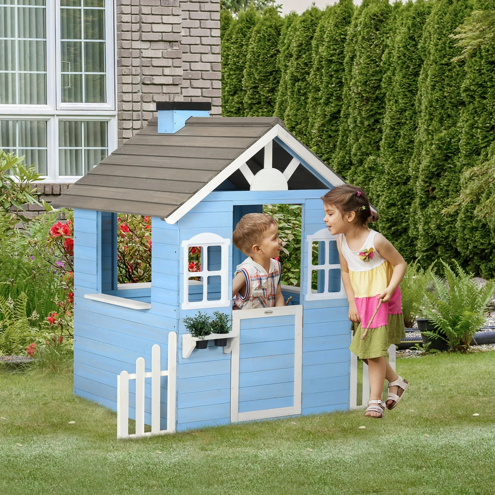Playhouse for Kids Outdoor, Country Style Wooden Ohberri