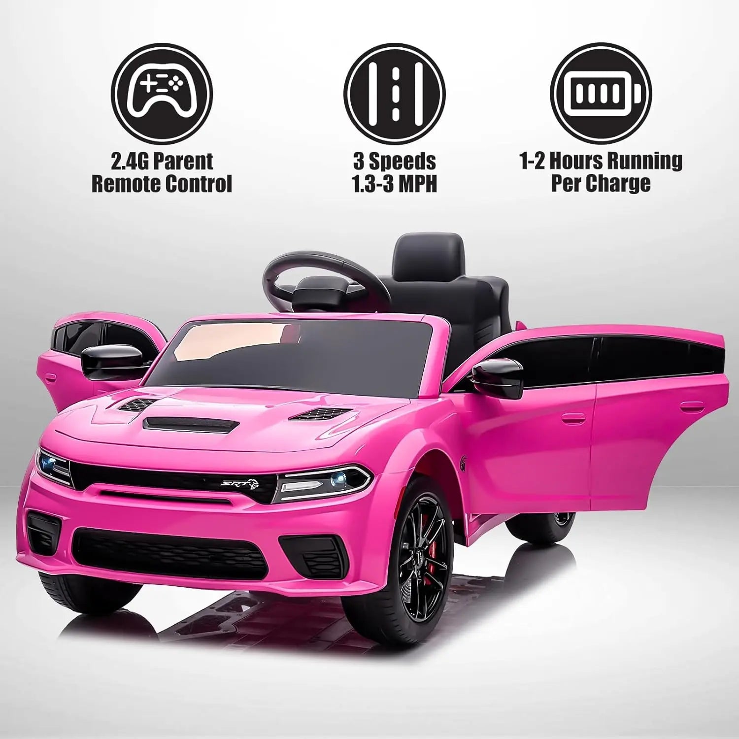 12V Licensed Dodge Charger SRT Hellcat Kids Electric Ride On Car Ohberri