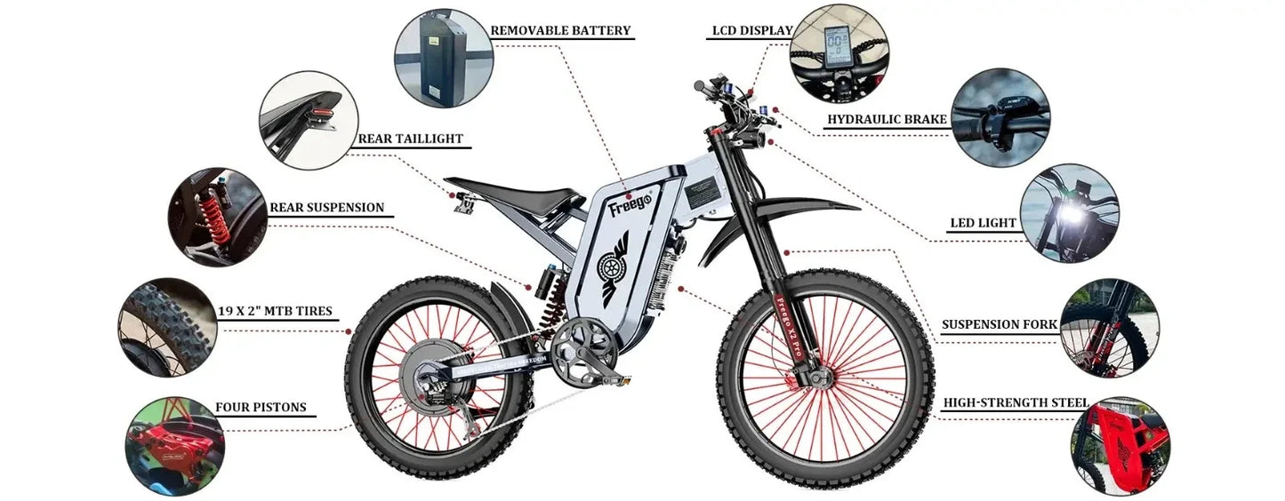 6000W Brushless Gearless Motors 30AH Lithium Battery Speed 90Kmh Electric Dirt Bike - Ohberri