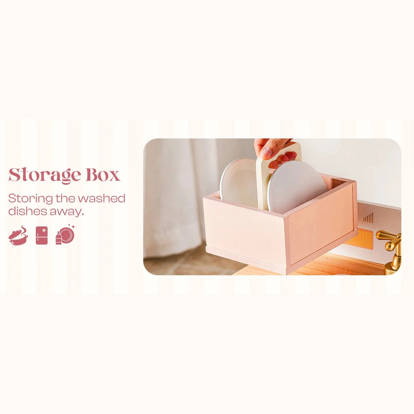 Kitchen Play set with Realistic Sound Pretend Play Gift for Boys Girls Pink - Ohberri