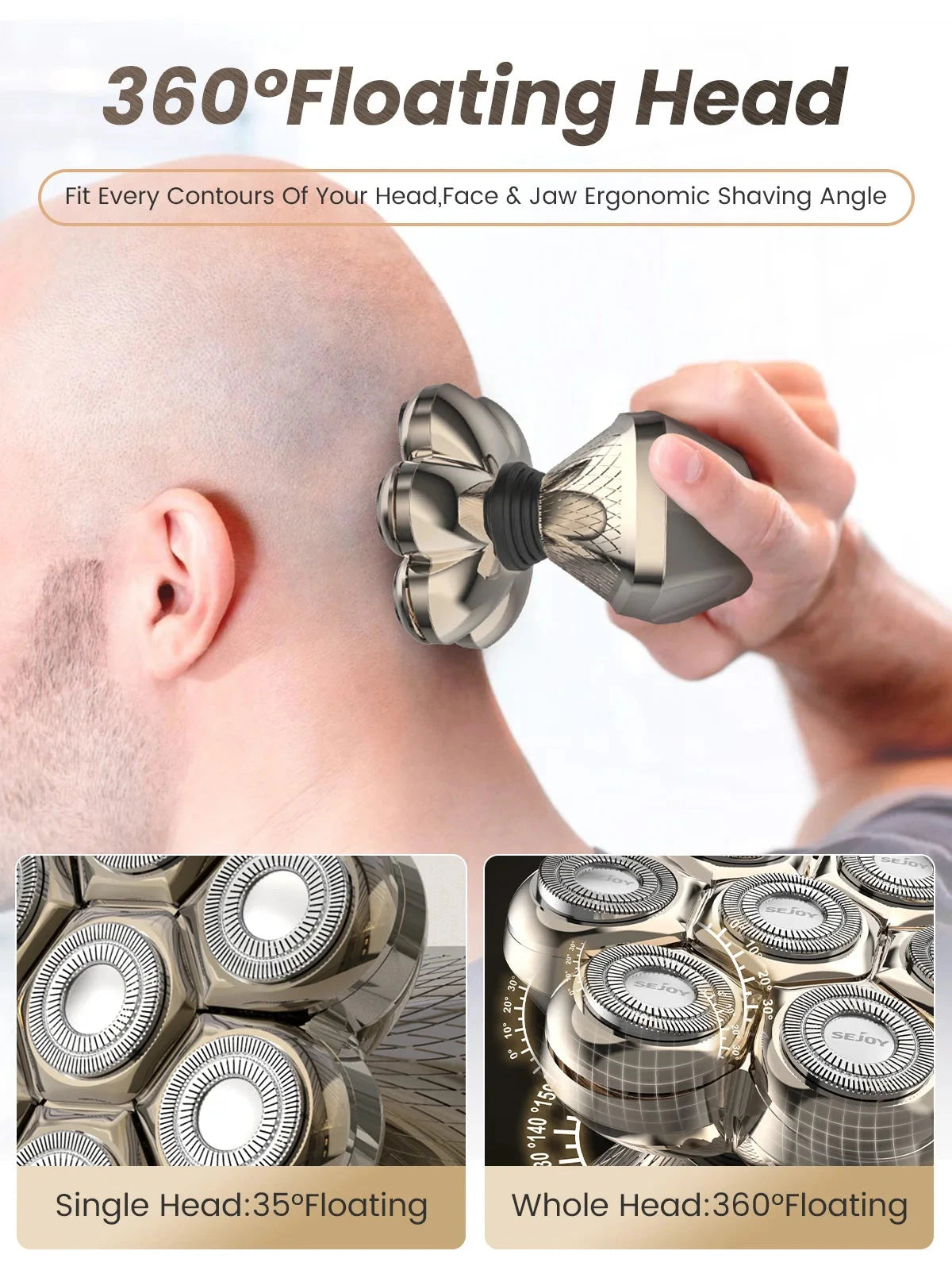 5 In 1 Electric Head Shaver for Bald Men 7D Cordless Razor with Hair Trimmer Multifunctional Ohberri