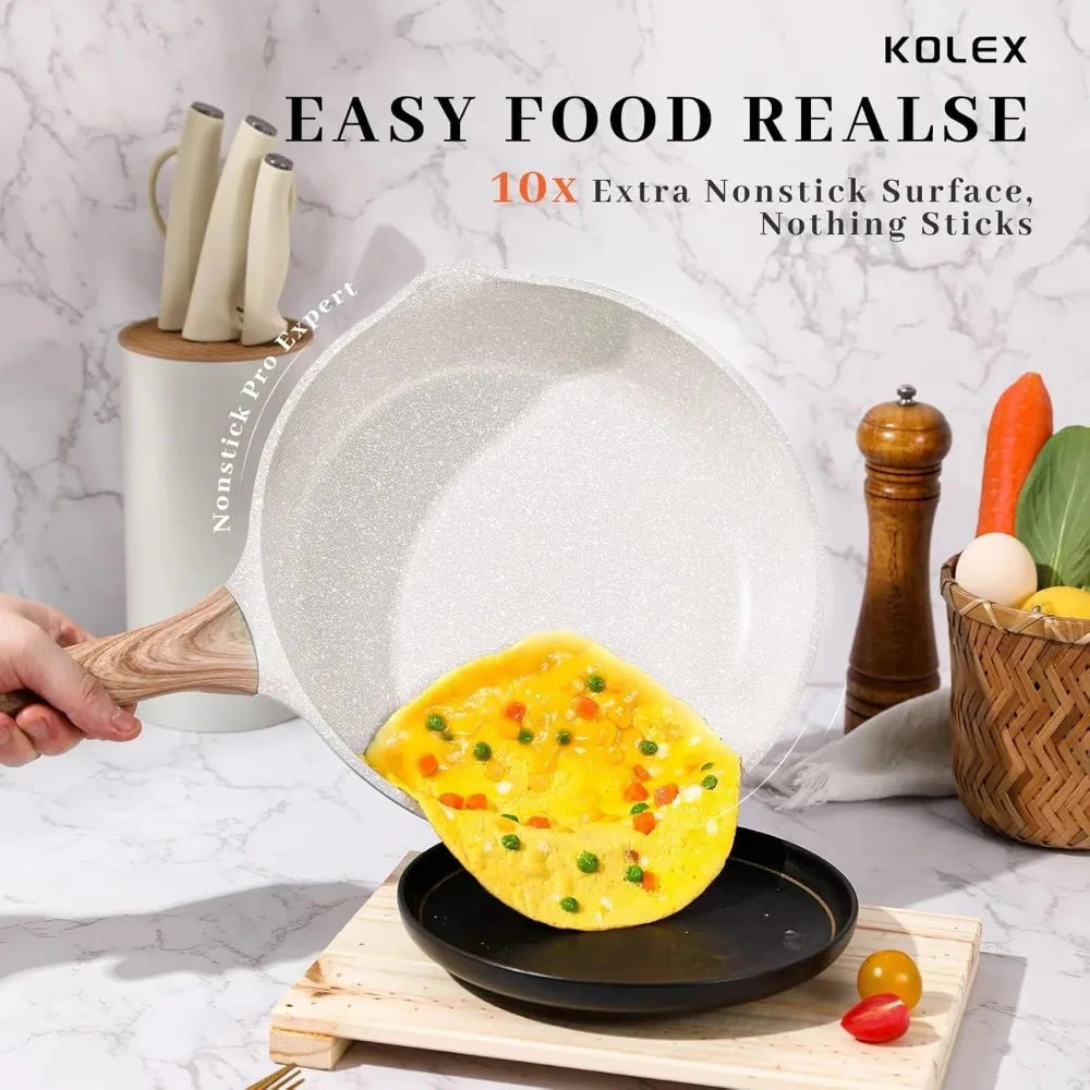 10-Piece Copper Pan Luxury Induction Cookware Set, Non-Stick, 21.5 x 11.5 x 11 Ohberri