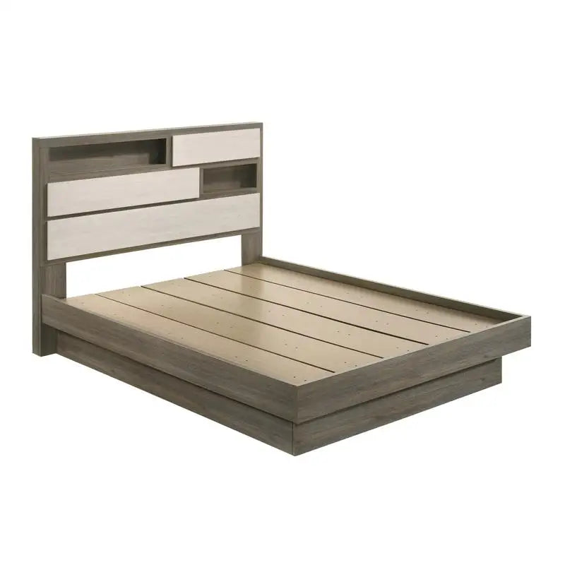 Modern 4-Piece Full Bedroom Set in Wood, Beige & Brown Finish - Ohberri