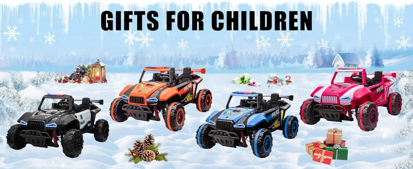 24V Police Car Ride On with Remote Control (Blue) Ohberri