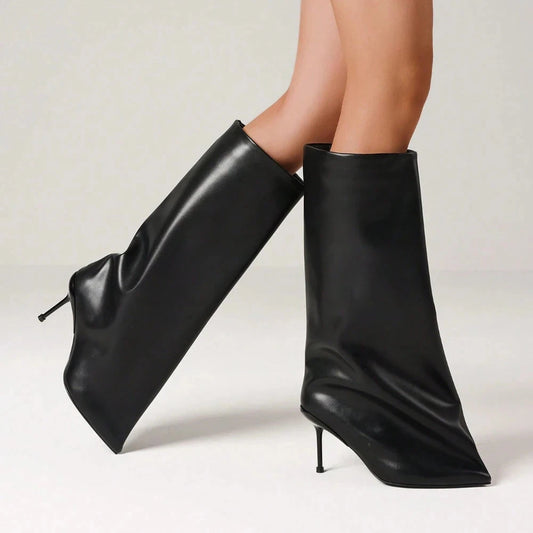 Knee High Slash Flare Boots Ohberri