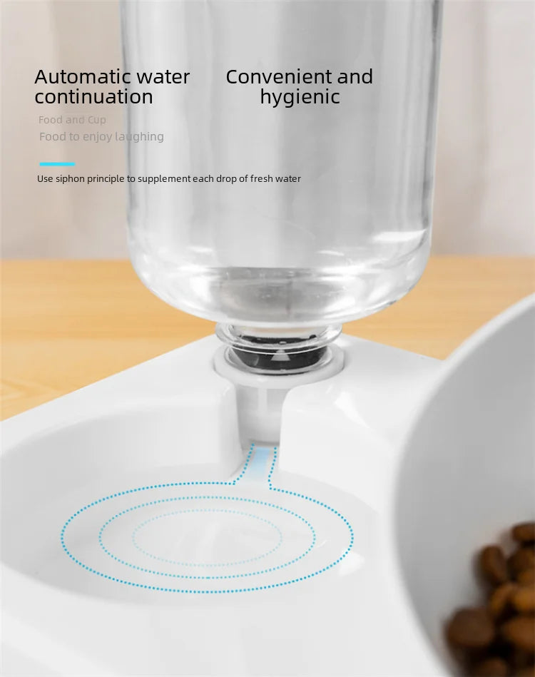 Double Bowl Automatic Watering Pet Anti-overturn Rice Plastic Cat Dog Food Bowl Cats Dogs Pet Tableware Ohberri