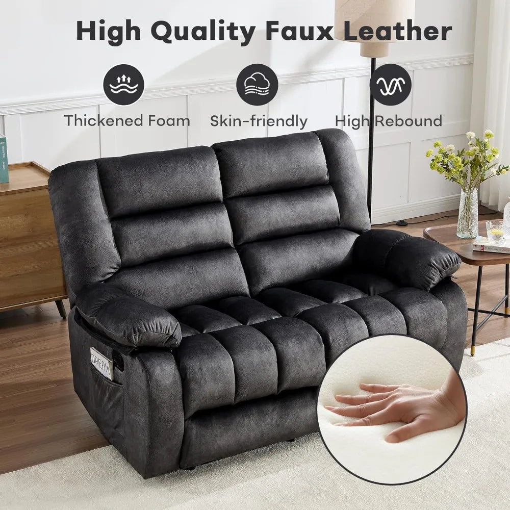 Modern Reclining Sofa with Overstuffed Arms-Grey - Ohberri