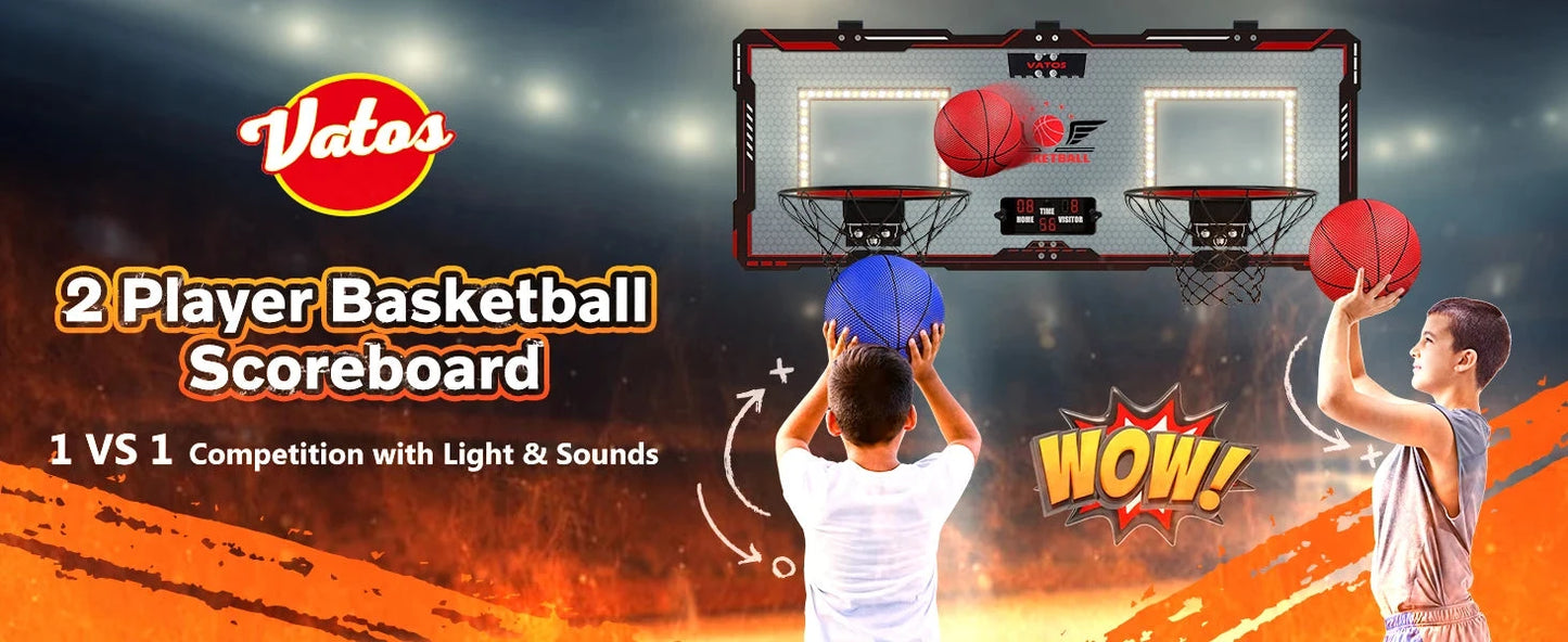 Basketball Hoop x2 Indoor Outdoor Electric Mini Basketball Scoreboard 4x Balls Ohberri
