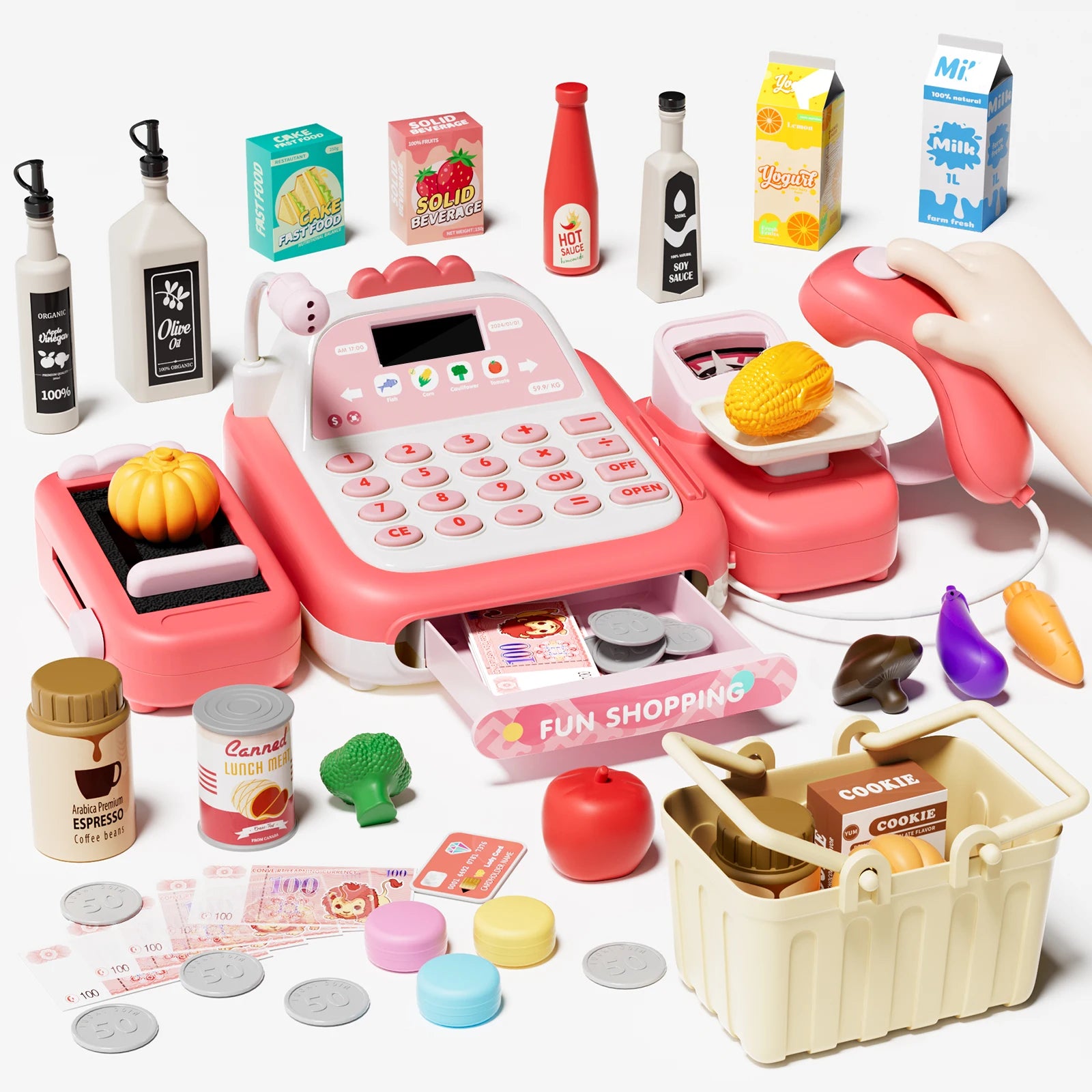 Supermarket Cash Register Electronic Simulation Pretend Play - Ohberri