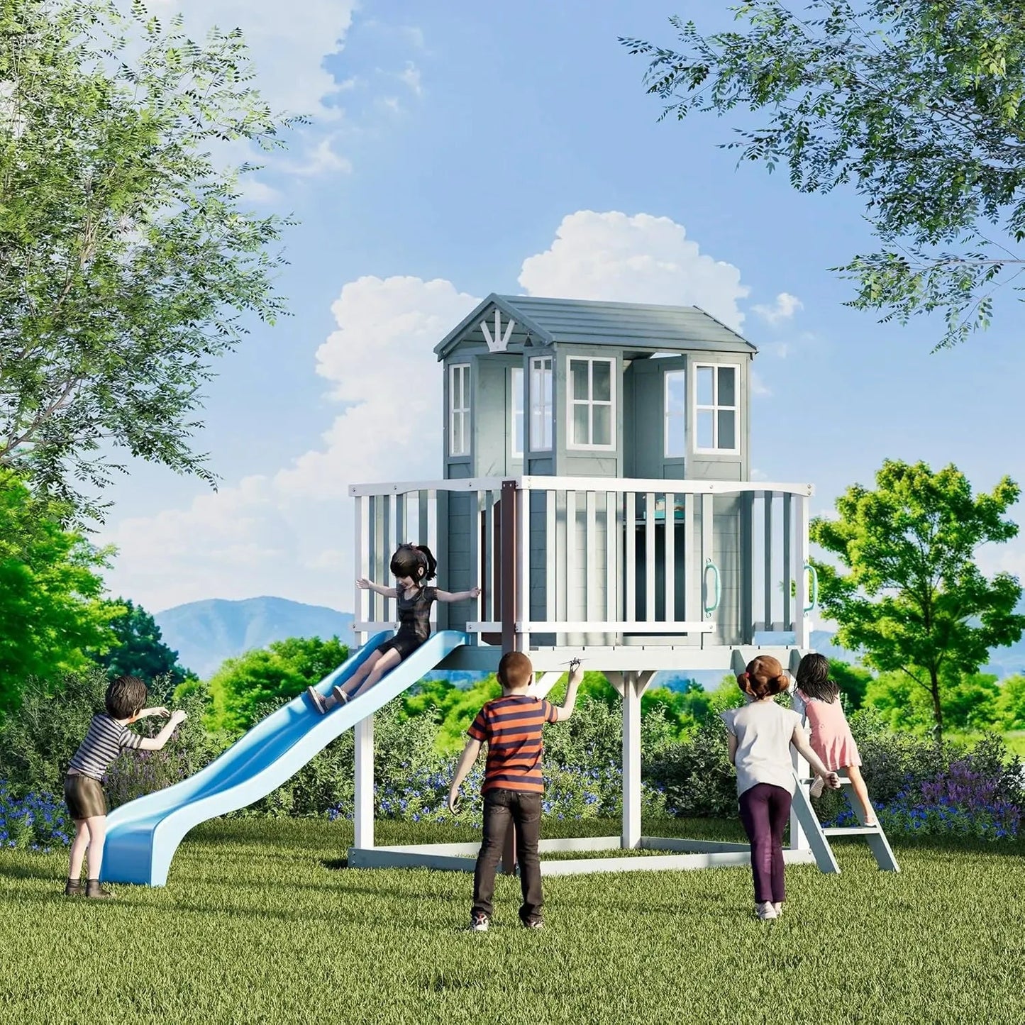 Outdoor Playhouse, Cedar Wooden Ohberri