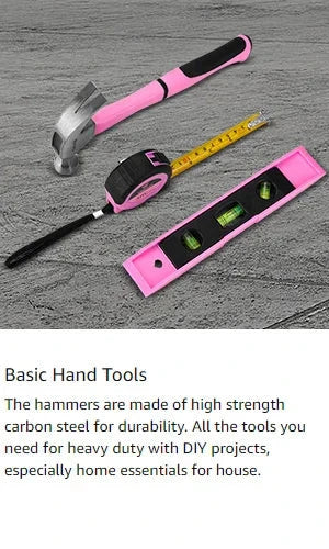 DEKO Pink Drill Tool Kit Set: 20V Cordless Power Drill Tool Box with Battery Electric Drill Driver Ohberri