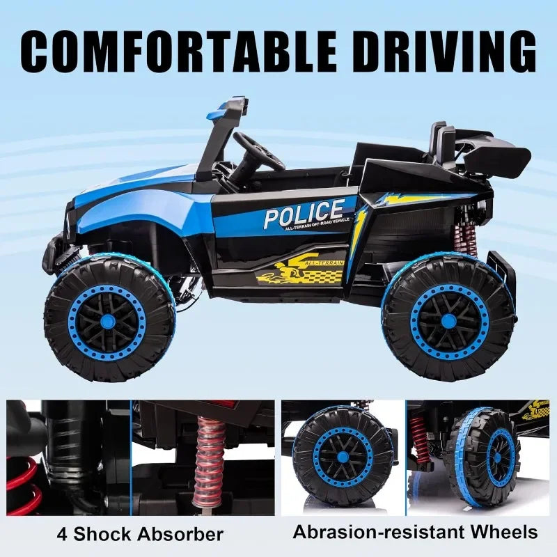 24V Police Car Ride On with Remote Control (Blue) Ohberri