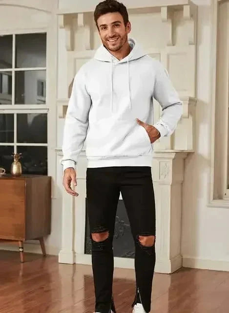 Bold Skull Letter Print Long Sleeve Pullover with I'm Who I Am Design Hoodie Ohberri