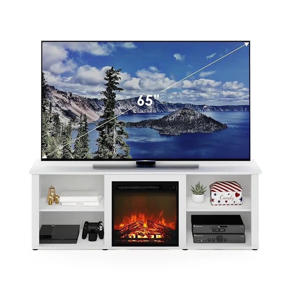 Classic 70 H Tv Stand With Fireplace, Solid White Ohberri