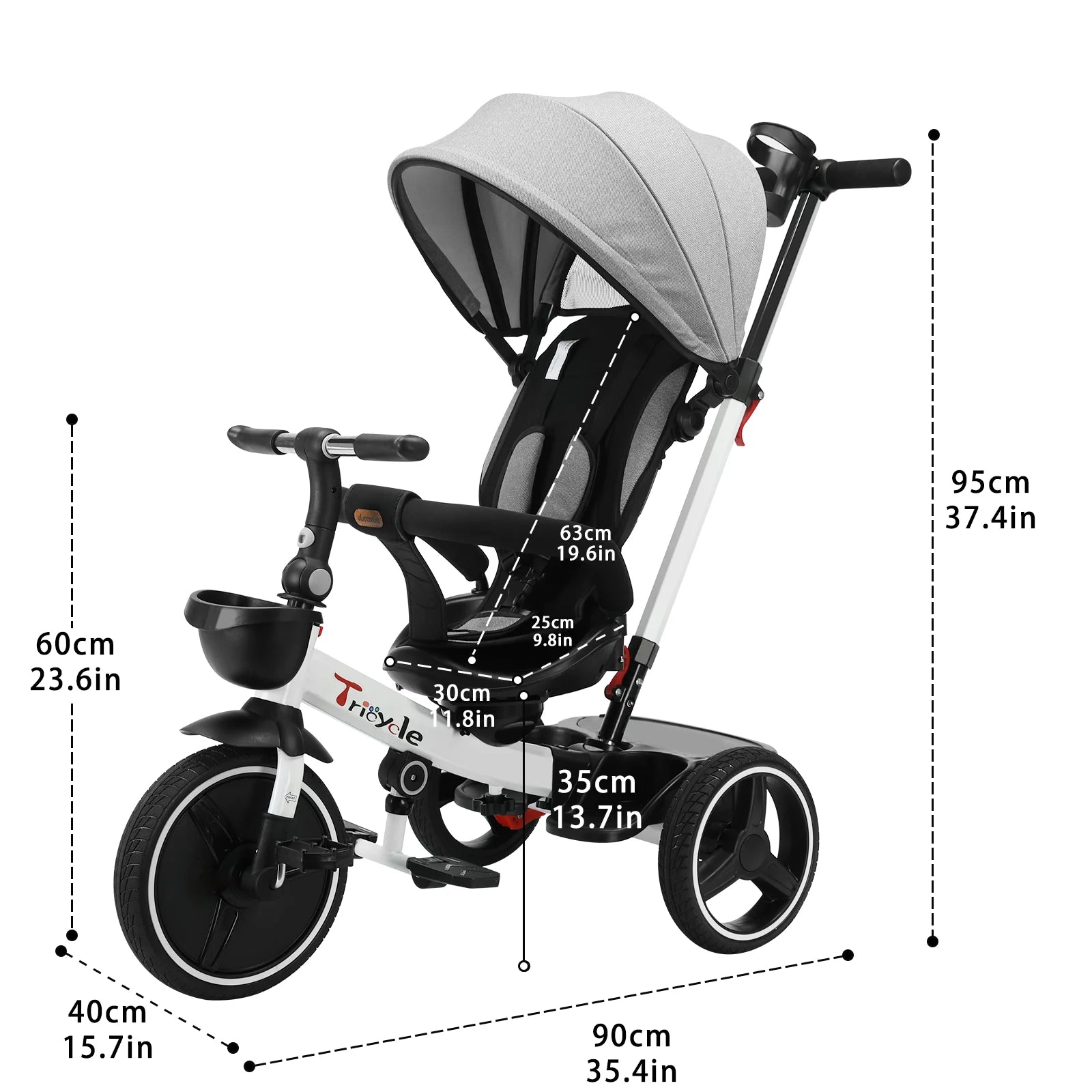 Tricycle Stroller Bike , 5-in-1, Adjustable Canopy, Sitting & Lying,Celerity - Ohberri