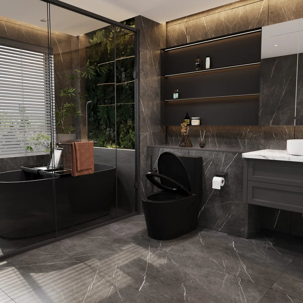 Dual-Flush, Water-Saving Elongated Ohberri