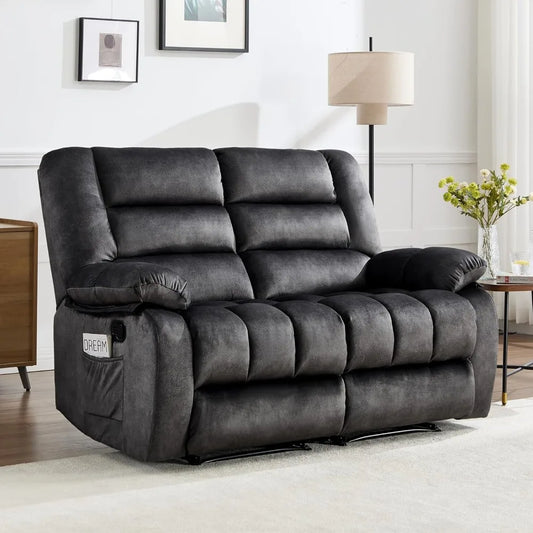 Modern Reclining Sofa with Overstuffed Arms-Grey - Ohberri