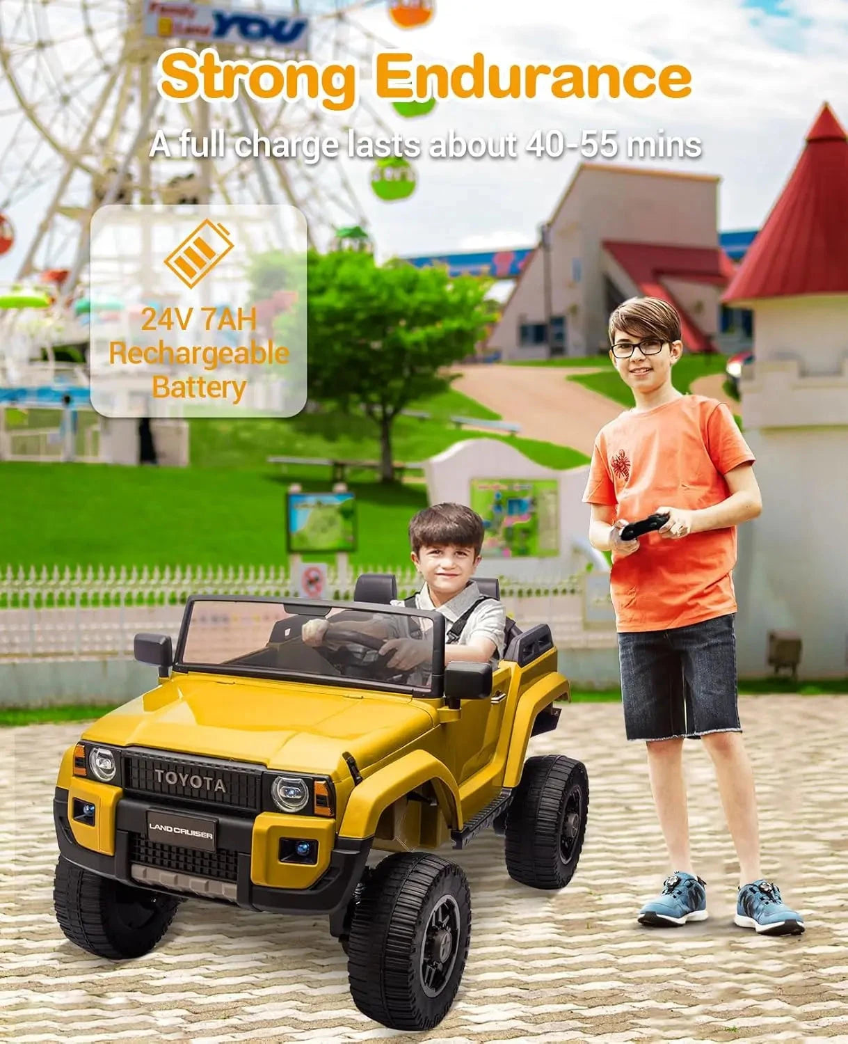 Kids Electric Ride On Car 24V 2-Seater Ride-On Truck with Remote Control Ohberri