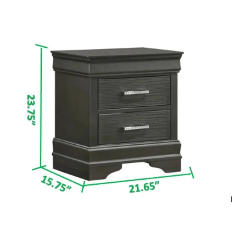 5-Piece Tufted Upholstery LED Bedroom Set: Queen Bed, Nightstand, Dresser, Mirror, and Chest - Made with Wood - Ohberri