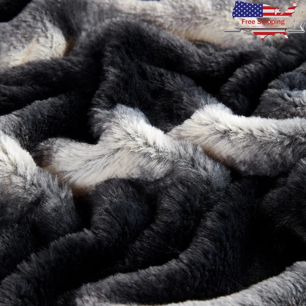 Reversible Plush Fleece Throw Blanket Soft Velvet Ombre Dual Layer Heavyweight Ohberri